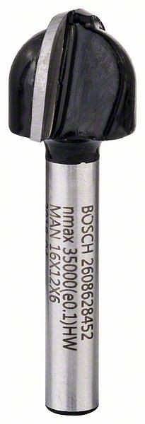 Bosch Hohlkehlfräser, 6 mm, R1 8 mm, D 15,9 mm, L 12,4 mm, G 45 mm, 2608628452