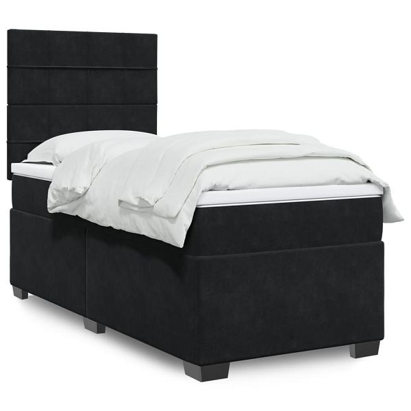 vidaXL Boxspringbett mit Matratze Schwarz 90x190 cm Samt, 3290788