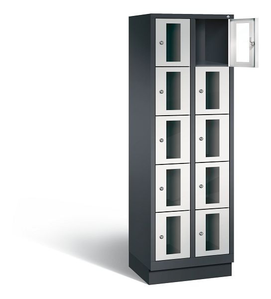 C+P Schließfachschrank Classic, H1800xB610xT500mm, Farbe: Schwarzgrau / Lichtgrau, 8020A205 S10013