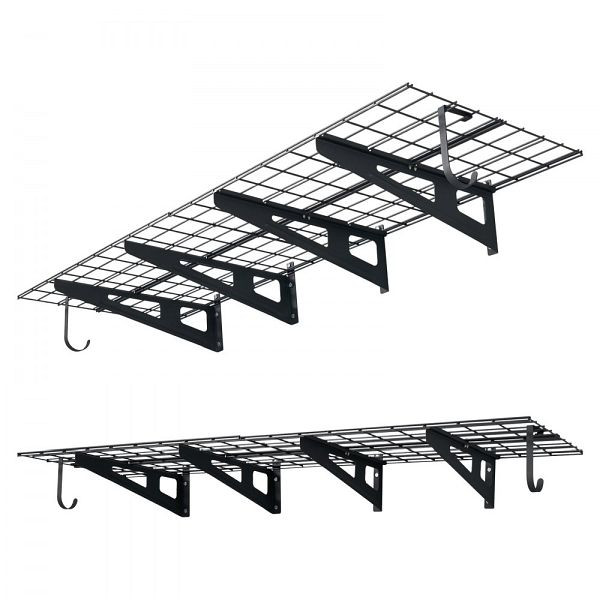 VEVOR 2er-Set Garagenregal 1828x615x206 mm, 227 kg/Schicht, mit Haken, Metall-Werkzeugaufbewahrung Wandregale, CKGBGSWGJ2475V9WE001V0