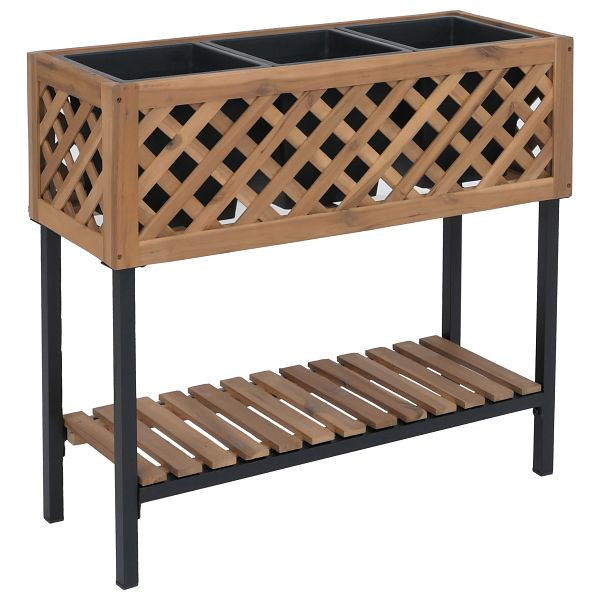 Mendler Pflanzkasten HWC-P86, Blumen-/Pflanzkübel Blumenkasten, In-/Outdoor Akazie Holz FSC®-zertifiziert 78x82x32cm, hellbraun, 120469