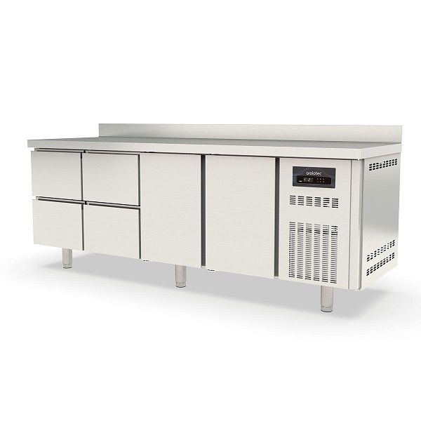 Vaiotec TOPLINE Kühltisch 700 / 4-fach GN1/1 mit 4 Schubladen / 2 Türen und Aufkantung, 10307