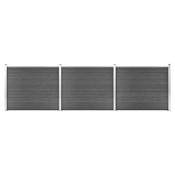vidaXL Zaunelement Set WPC 526x146 cm Schwarz, 3070460, 8720286367087