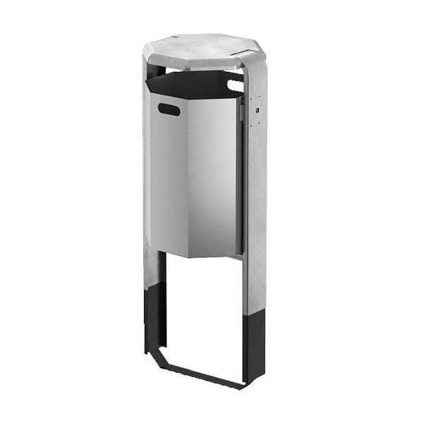 Stein HGS Abfallbehälter -City 500- mit Abdeckung, mobil mit Beton-Sockel, ohne Ascher, Behälter ohne Farbe, Ständer mit Farbe, 12678-0103