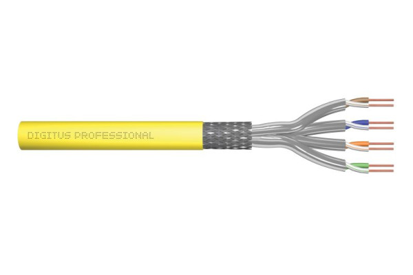 DIGITUS CAT 7A S-FTP Verlegekabel, 1500 MHz Cca, AWG 22/1, 1000 m, Simplex, gelb, DK-1744-A-VH-10-P
