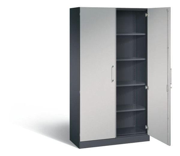 C+P Flügeltürenschrank Asisto, H1980xB1000xT435mm, Farbe: Schwarzgrau / Weißaluminium, Bügelgriff, 5 OH, 141002-000 S10109