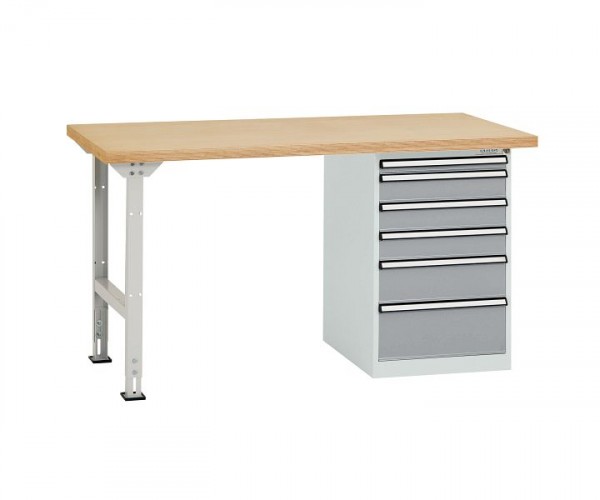 Manuflex Werkbanksystem COMBI Modell 2 mit Multiplexplatte, BxTxH = 1500 x 700 x 840 mm, Alusilber, TP5088.9006