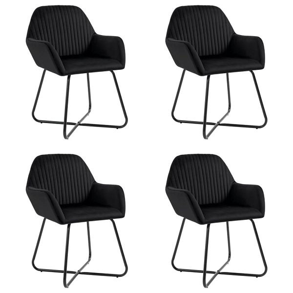 vidaXL Esszimmerstühle 4 Stück Schwarz Samt, Material: Polyester: 100%, 277011