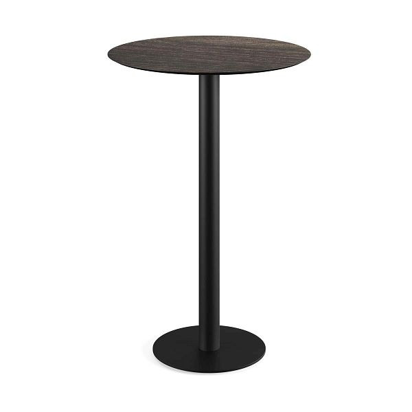 Feros Urban Stehtisch Schwarz gestell + Riverwashed Wood HPL Ø70 cm, 130041470