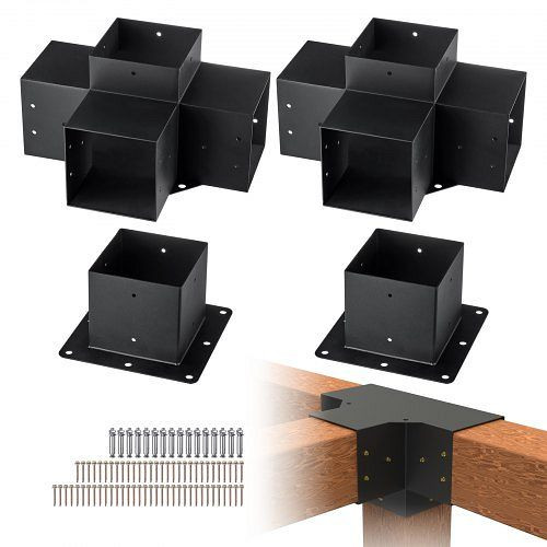 VEVOR 4er-Set Pfostenverbinder aus 2 mm dicken Stahlplattene Pergola Eckverbinder 90°-Stiefelstruktur Set 390 x 270 x 202 mm, LPJJTZST4PCS2K9OOV0