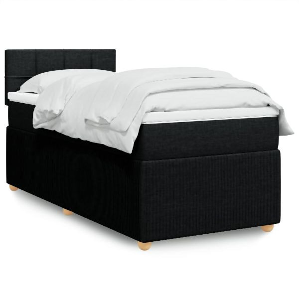 vidaXL Boxspringbett mit Matratze Schwarz 90x190 cm Stoff, 3287313