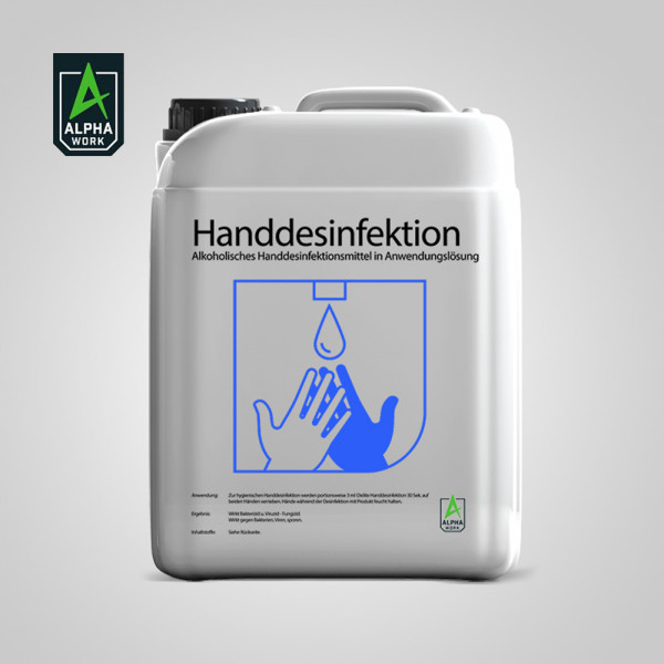 Alpha Work Händedesinfektionsmittel 5000ml Hand Desinfektion 5l Kanister, 13584