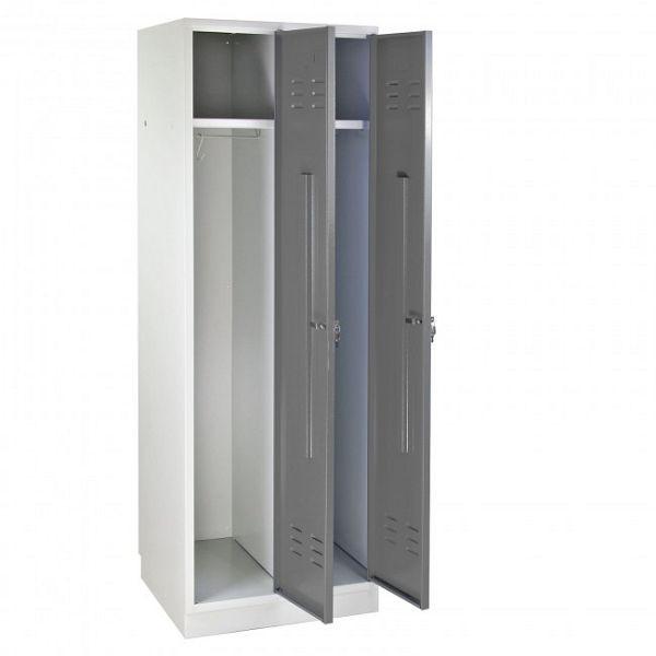 ADB Spind / Garderobenschrank Regular" 2-türig, Maße (HxBxT): 1780x600x500 mm, Farbe Korpus: Lichtgrau (RAL 7035) , Farbe Türen: Grau (RAL 7001), 40886