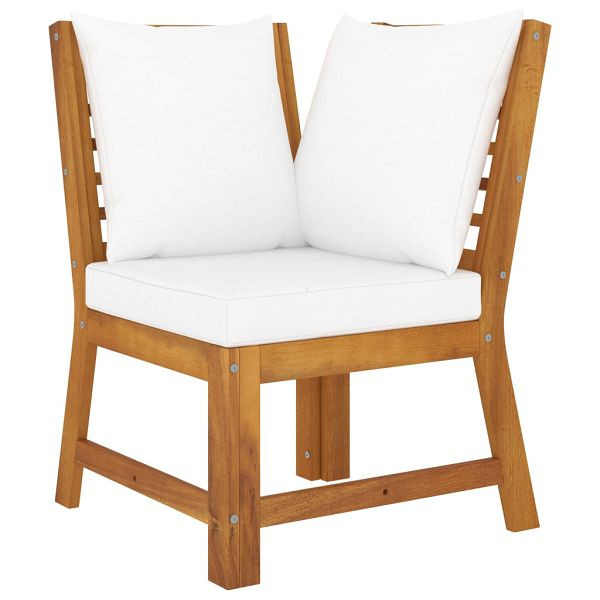 vidaXL Modular-Ecksofa mit Cremeweißen Kissen Akazie Massivholz, 311840