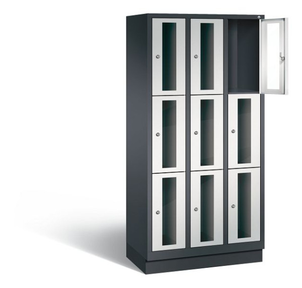 C+P Schließfachschrank Classic, H1800xB900xT500mm, Farbe: Schwarzgrau / Lichtgrau, 8020A303 S10013
