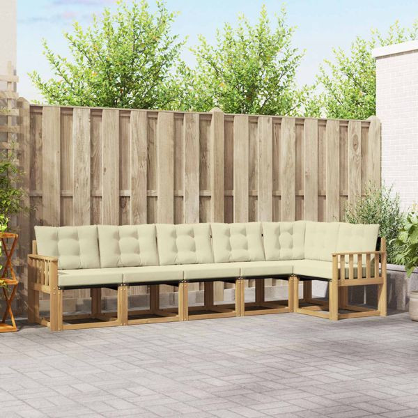 vidaXL Outdoor-Sofagarnitur mit Kissen 6-teilig Weiß und Creme, 3389520