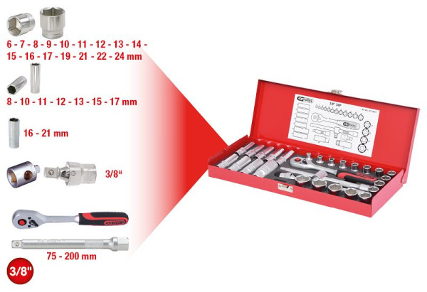 KS Tools 3/8" Steckschlüssel-Satz, 30-teilig, 917.4031, 4042146118139