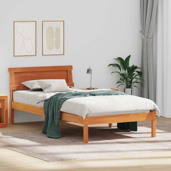 vidaXL Bettgestell Wachsbraun 90 x 200 cm Massivholz Kiefer, 872838