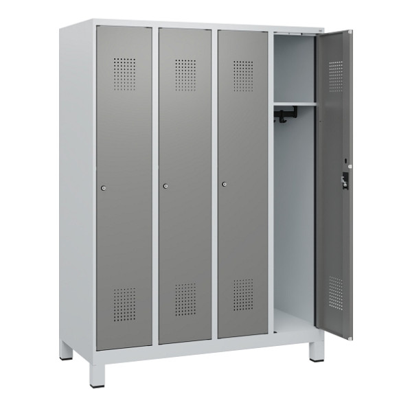 C+P Spind Evolo PLUS, Füße, 4 Abteile, 1630x1200x500mm, 7035/0004, Zylinderschloss, 0490105-40 S10041