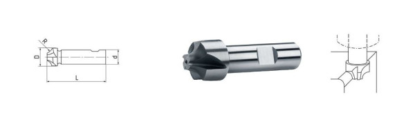 ELMAG HSS Co8 Viertelkreis-Profilfräser DIN 6518, Ø 15,0 x 4,5 mm, 73808