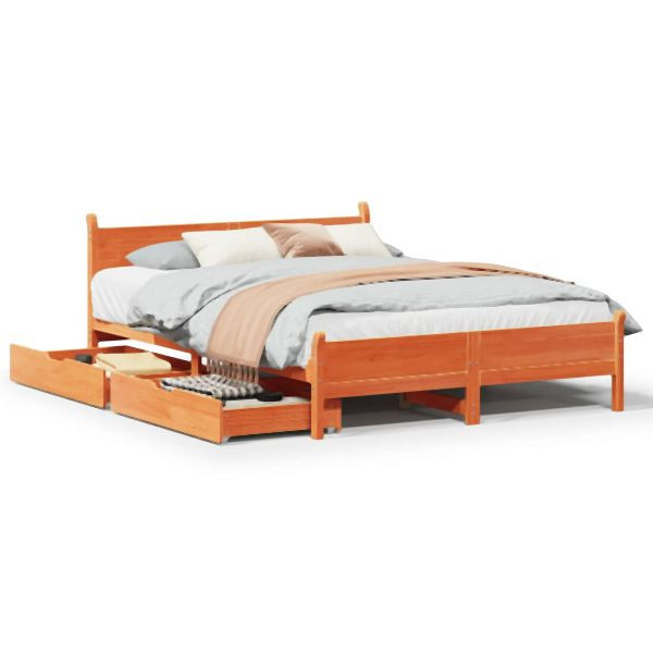 vidaXL Massivholzbett ohne Matratze Wachsbraun 120x190 cm Kiefernholz, 3309790