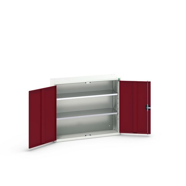 bott verso Flügeltürschrank, mit 2 Fachböden, BxTxH: 1050 x 350 x 900 mm, Lichtgrau / Purpurrot, 16926211.24
