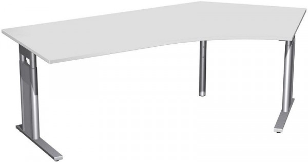 geramöbel Schreibtisch 135° rechts höhenverstellbar, C Fuß Blende optional, 2166x1130x680-820, Lichtgrau/Silber, N-647316-LS