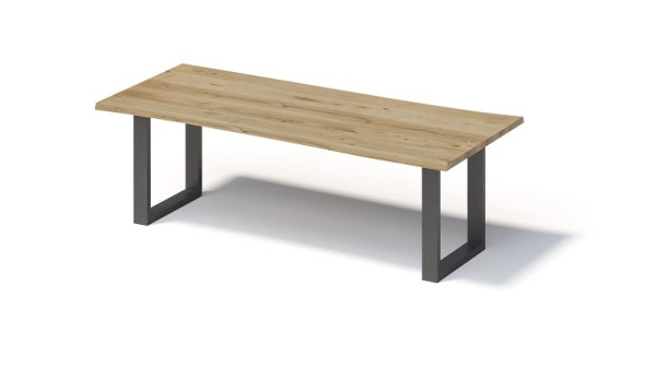 Bisley Fortis Table Natural, 2400 x 1000 mm, natürliche Baumkante, geölte Oberfläche, O-Gestell, Oberfläche: natürlich/Gestell: blankstahl, FN2410OP303