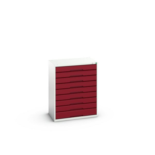 bott verso Schubladenschrank, mit 9 Schubladen, BxTxH: 800 x 550 x 1000 mm, Lichtgrau / Purpurrot, 16925157.24