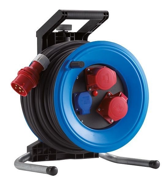 HEDI Kunststoff-Kabeltrommel Professional Plus 320, 33 m Neopren-Gummi-Leitung 5G2,5, 1 Schutzsteckdose, K3D33162T2