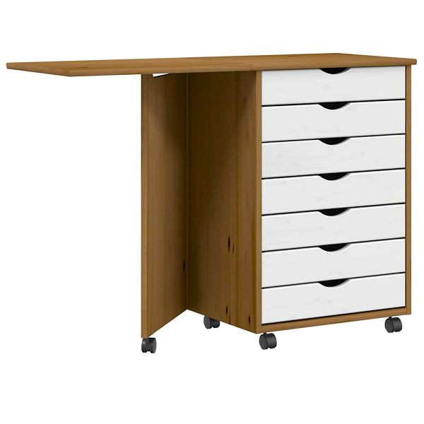 vidaXL Rollschrank mit Schreibtisch MOSS Honigbraun Massivholz Kiefer, 4015791