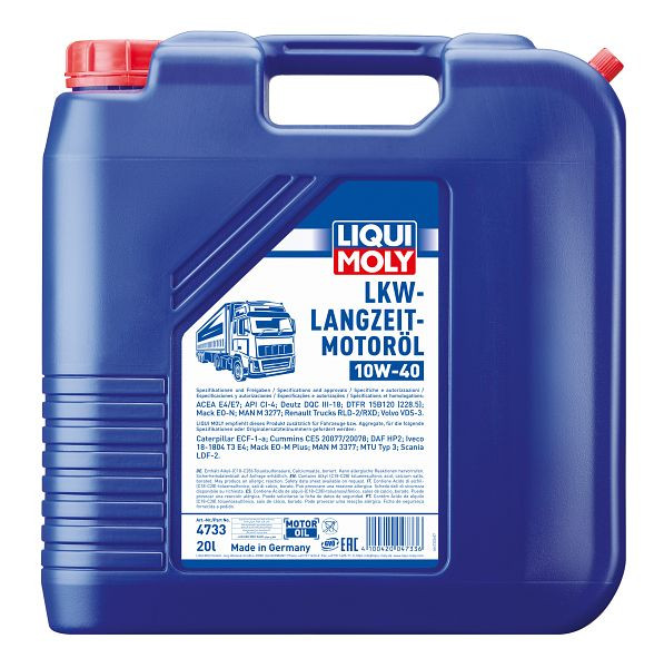 LIQUI MOLY LKW-Langzeit-Motoröl 10W-40, Kanister Kunststoff, VE: 20 Liter, 4733