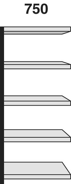 Kerkmann Regalfeld Stora 100, B 750 x T 300 x H 1900 mm, silber/lichtgrau, 51248614