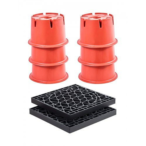 VEVOR 6 Anhänger-Stützblöcke (203,2 mm, 908 kg) + 2 Heberpads, 8-tlg. Nivellierungsset für Wohnmobile 5. Klasse mit Klimaanlage, ZXKLJT8INCH02BCN9V0