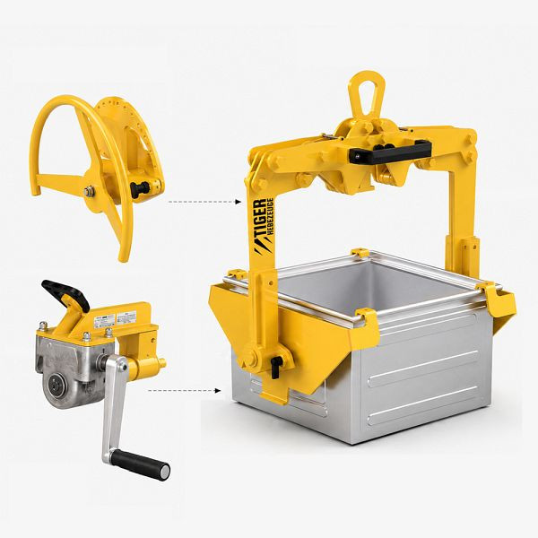 TIGER Hebezeuge Kastengreifer für Lagerkästen und Waschkörbe - KWG, Kastenmaße (L x B x H): 720/630 x 480/450 x 295 mm, Traglast: 200 kg, KWGF-SG-020-450