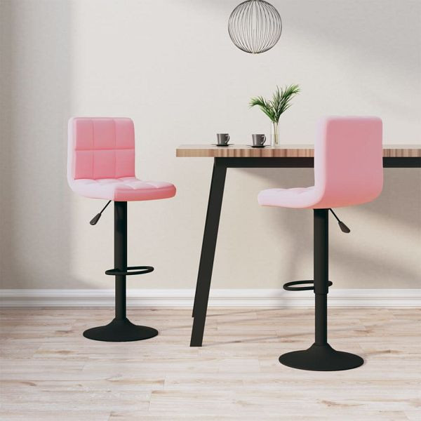 vidaXL Barhocker 2 Stück Rosa Samt, Material: Samt (100% Polyester), schwarz-pulverbeschichteter Stahl, 334310