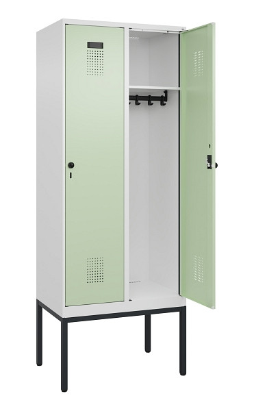 C+P Spind Evolo PLUS, Gestell, 2 Abteile, 2120x800x500mm, 9016/6019, Verschluss Drehriegel, Ablageböden 2, 0490307-22 S10019