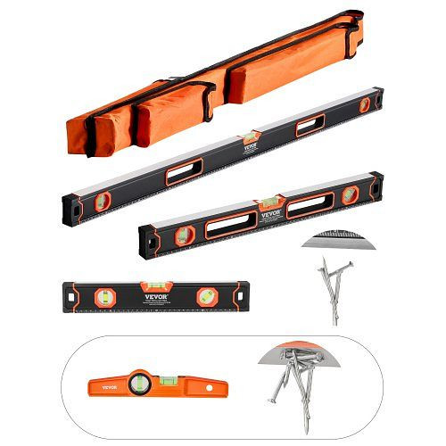 VEVOR 4-tlg. Torpedo-Wasserwaagen-Set 120/60/40/25cm, 45/90/180 Grad, Aluminium, nur 10 Zoll magnetisch, JXSPC48INCH2DI4XBV0