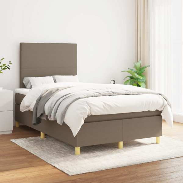 vidaXL Boxspringbett mit Matratze Taupe 120x200 cm Stoff, 3142165