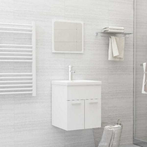 vidaXL Badmöbel-Set Weiß Holzwerkstoff, 3070856, 8720286370964