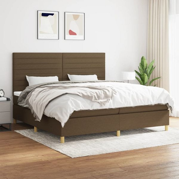 vidaXL Boxspringbett mit Matratze Dunkelbraun 200x200 cm Stoff, 3142444