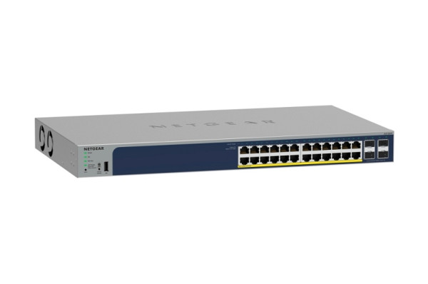 Netgear Gigabit Switch, L2, 28 Ports smart managed, PoE+, 192W, 4xSFP, 24xPoE+, GS728TP-300EUS