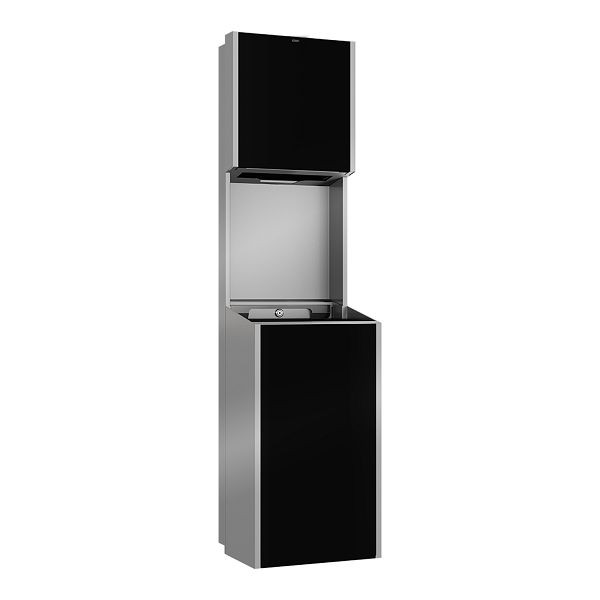 KWC Papier-Abfall-Kombi, Exos, Edelstahl, UP, 304x1166x251 mm, Front ESG schwarz, 2030034627