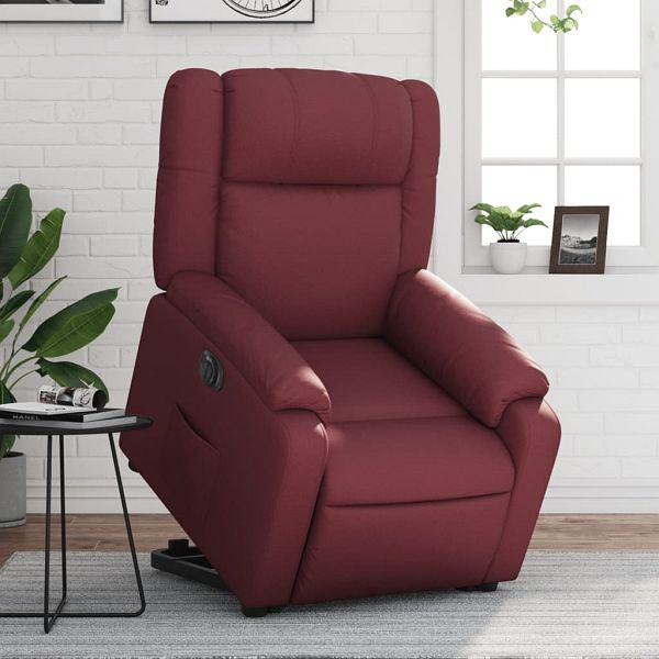 vidaXL Relaxsessel mit Aufstehhilfe Elektrisch Weinrot Kunstleder, 3205168