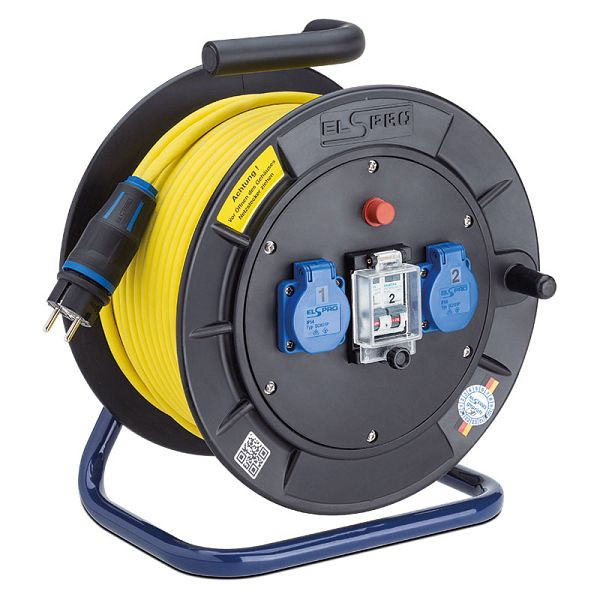 ELSPRO Kabeltrommel aus Vollgummi LRX, Ausgang: 2 Schuko 2 RCB Typ A, Länge: 25 m, Querschnitt: 3 G 2,5 mm², 4X10073/C