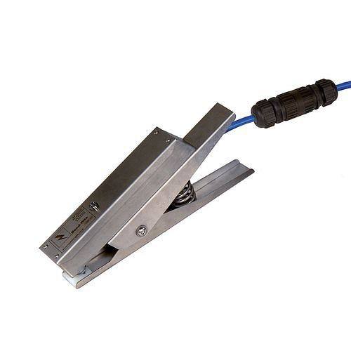 DENIOS Edelstahl-Erdungszange BR, 1 LED-Leuchte, mit Schnellkupplung, ATEX, 207321