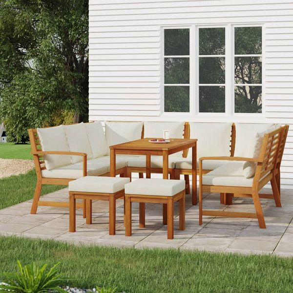 vidaXL 9-teilig Garten-Essgruppe mit Kissen Massivholz Akazie, 3154976