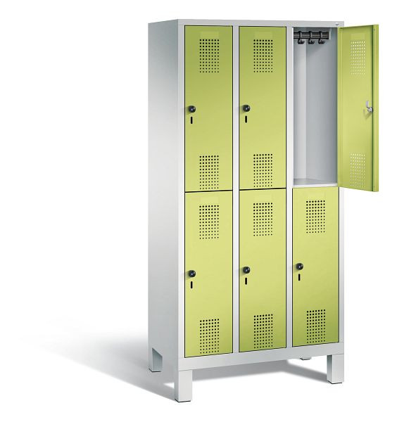 C+P Spind doppelstöckig Evolo, H1850xB900xT500mm, Farbe: Lichtgrau / Viridingrün, 48310-30 S10379