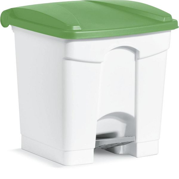 Deskin Tretabfallsammler, aus Kunststoff, Korpus weiß, Deckel grün, H 440 x B 410 x T 400 mm, 276455
