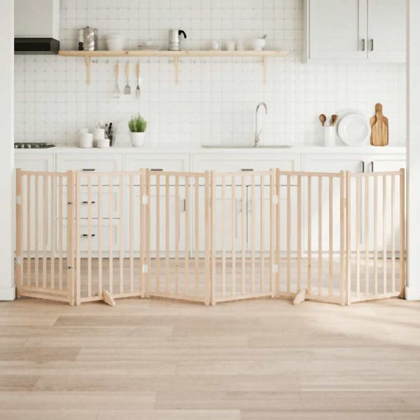 vidaXL 6-tlg. Hundetor mit Tür Faltbar 300 cm Massivholz Tanne, 352271